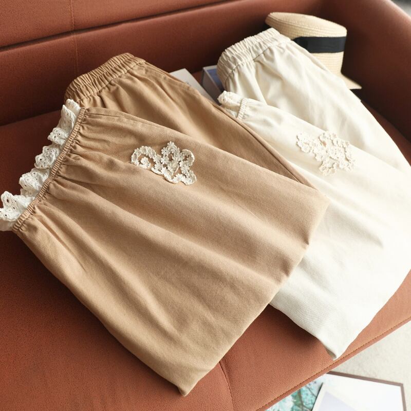 お花レースモチーフバルーンワイドパンツ W2104