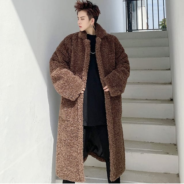 予約販売】ファーコート フード メンズ ボア ロング丈 もこもこ ビッグ