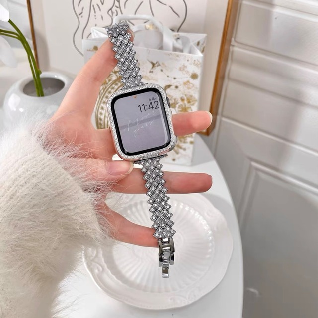 シルバー♡ ストーンApple Watch バンド