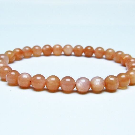 オレンジムーンストーン ブレスレット 6mm 一点物 メール便可 [M便 1/10] 111-48574