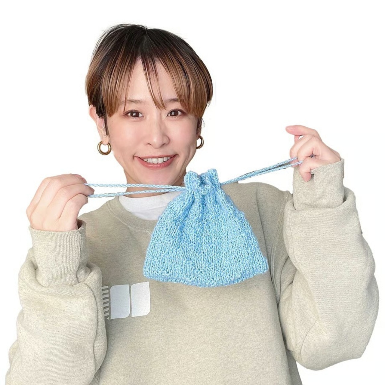 [Pattern] 模様編みのミニ巾着