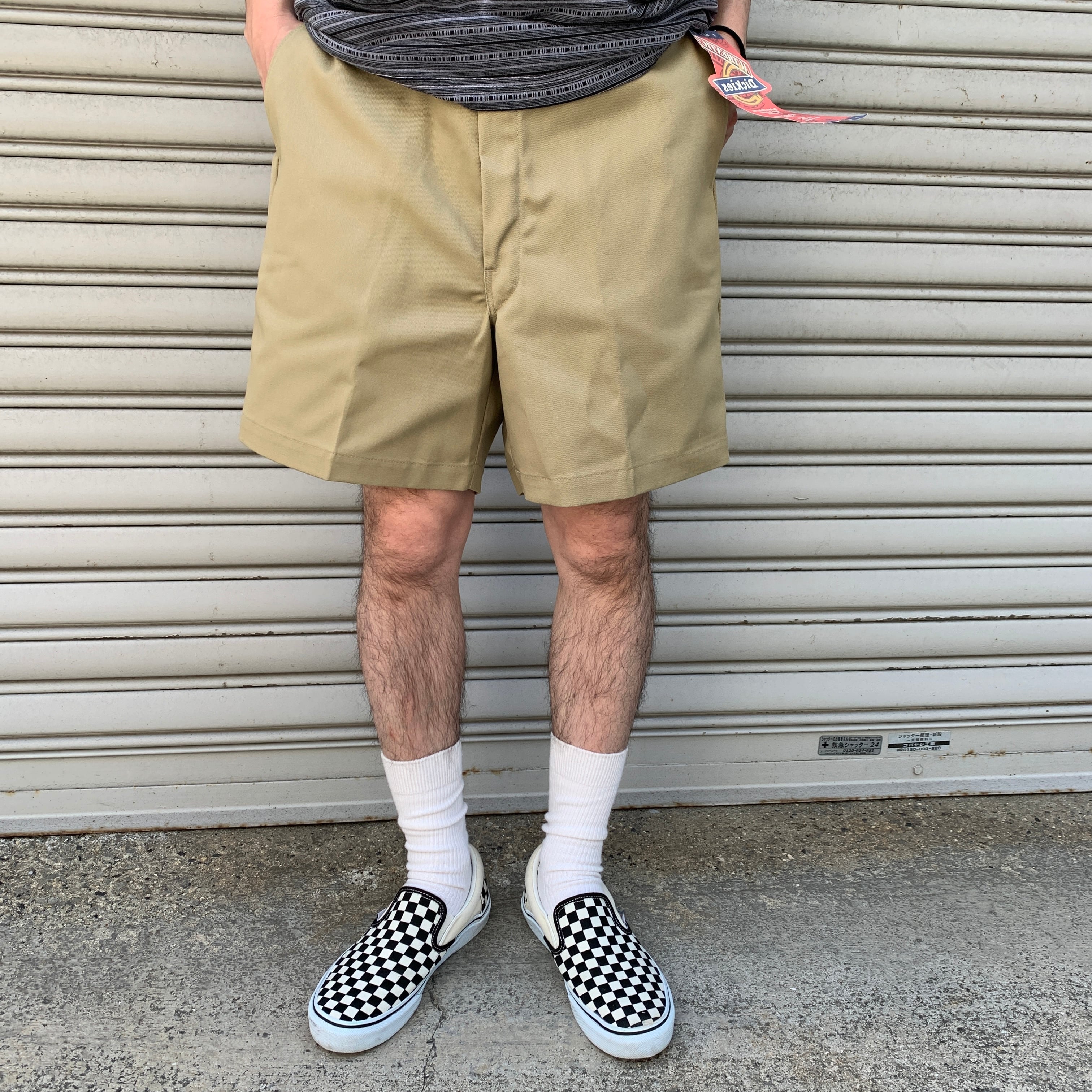 Vintage 80s【デッドストック】ビーチクロス スラックス タックパンツ デッドストックタグ付 80s Dickies USA製チノワークショーツ W36