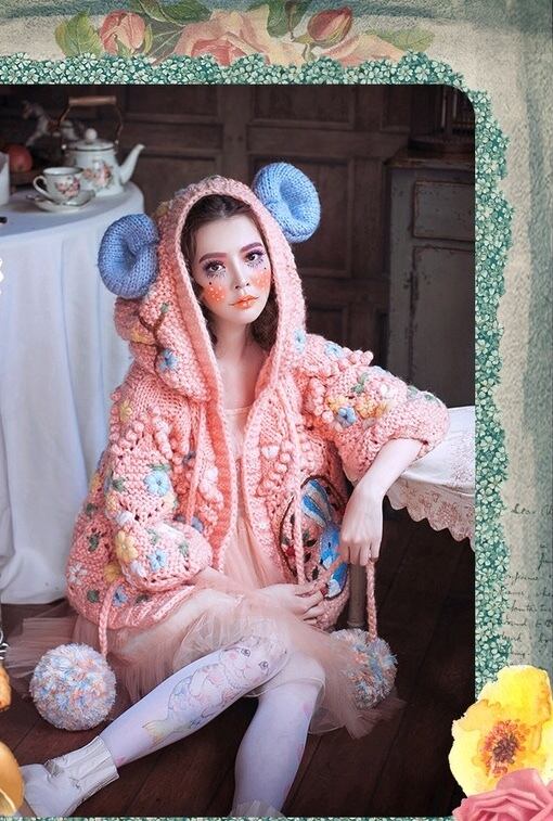 ☆コート フード ウール 毛糸 カーディガン オレンジ アニマル 帽子