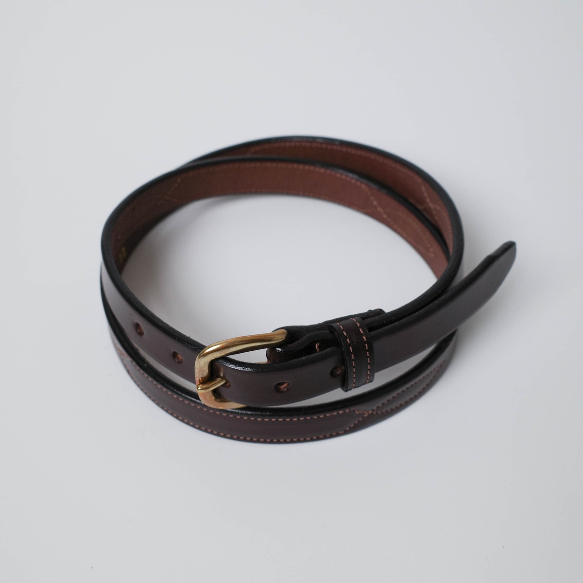 [NEW] TORY LEATHER STITCHED PATTERN 3/4” BRIDLE LEATHER BELT HAVANA