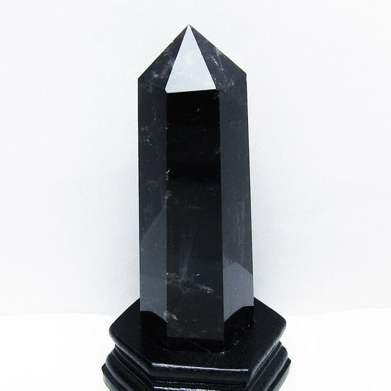 モリオン 黒水晶 六角柱 台座付属 一点物 152-4020