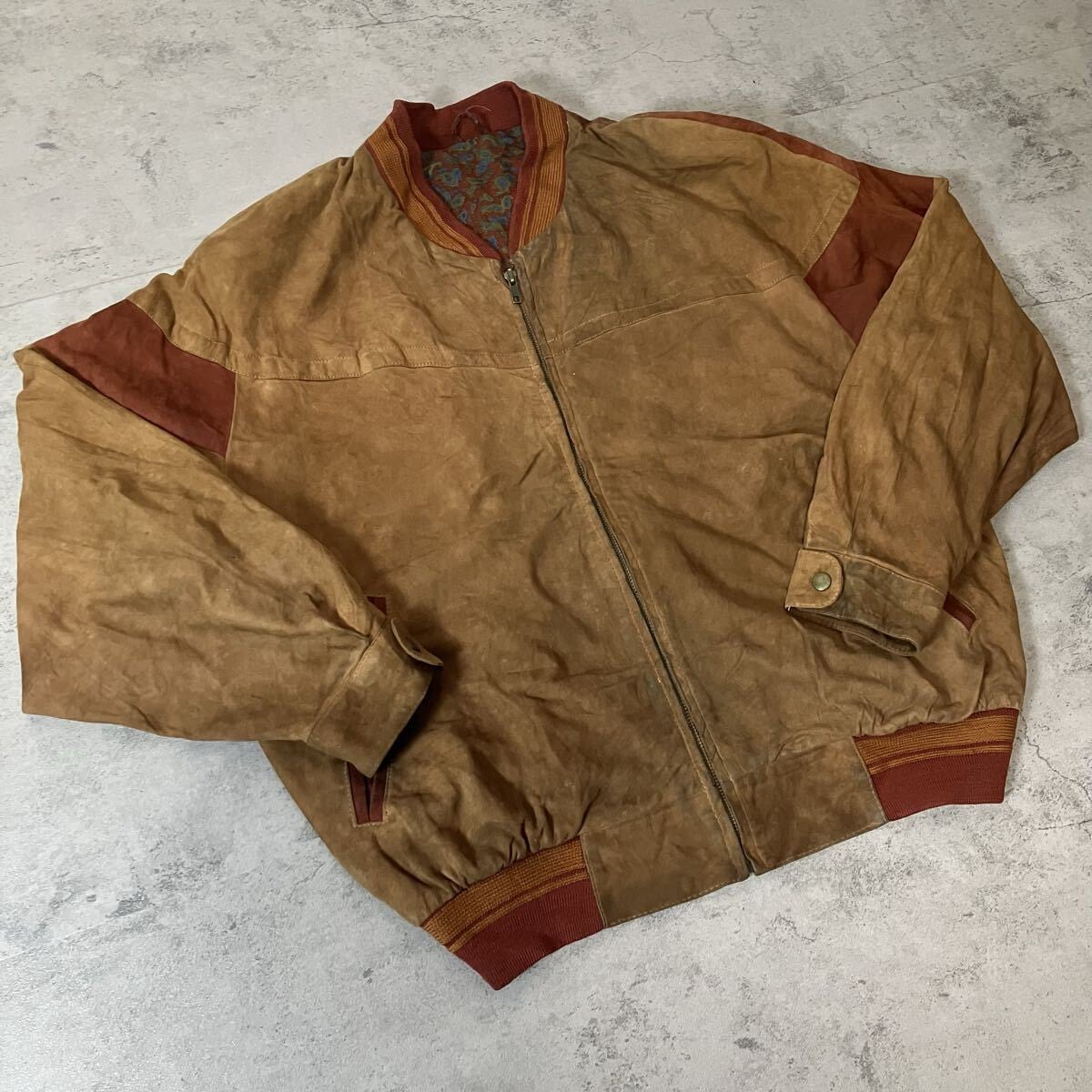 80s EURO VINTAGE 本革 レザーブルゾン レザージャケット ブラウン 短