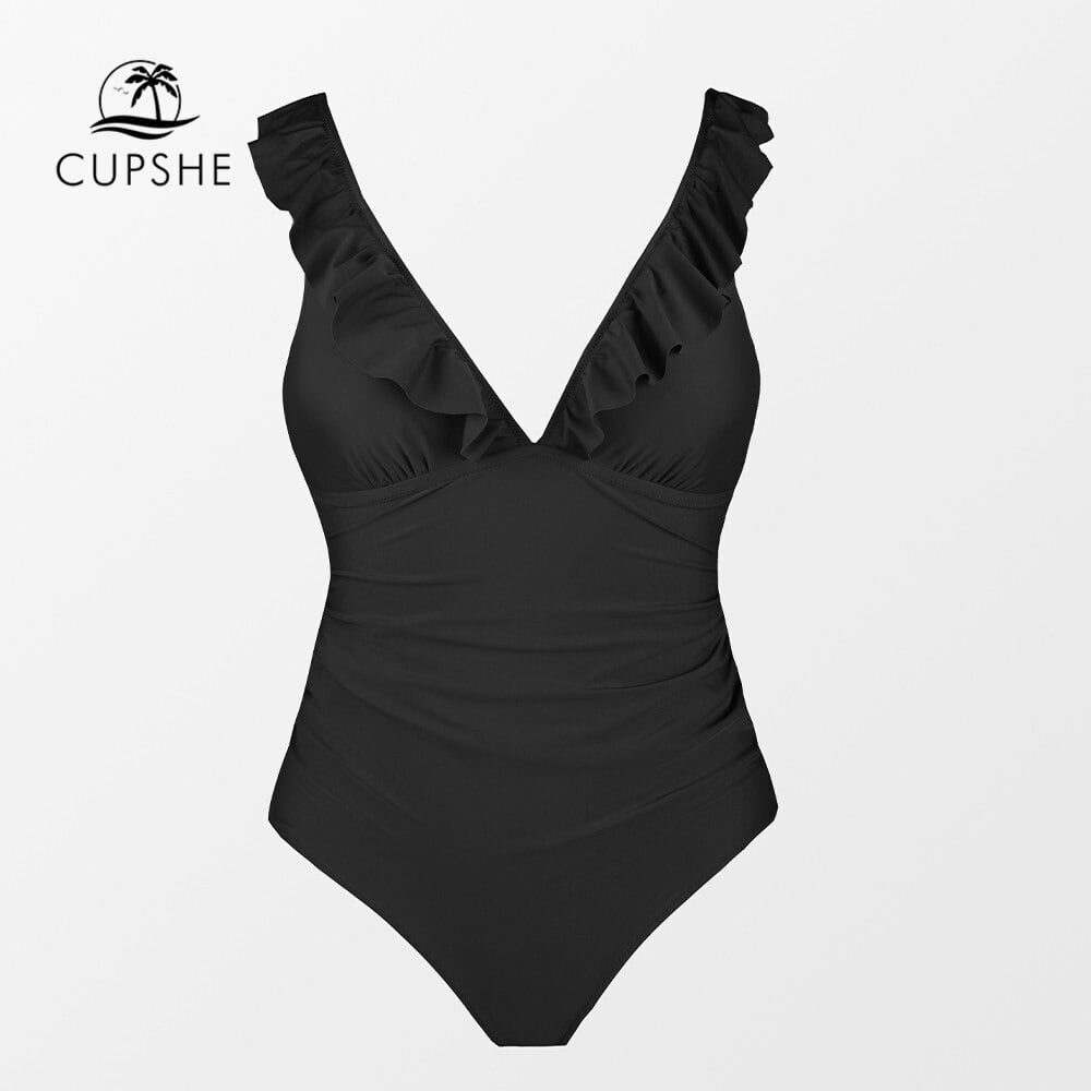 送料無料 CUPSHEマタニティワンピース水着妊婦黒セクシープランジ