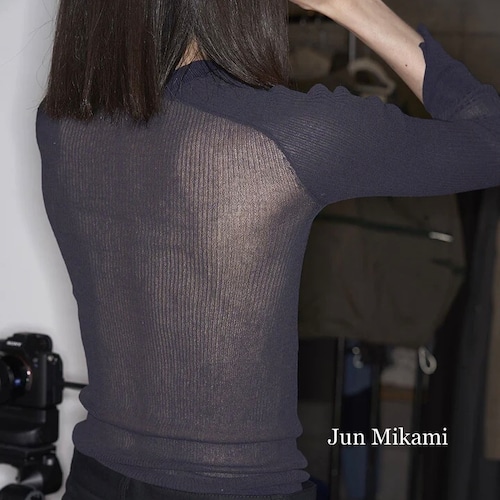 JUN MIKAMI 【 womens 】sheer mock neck pullover knit