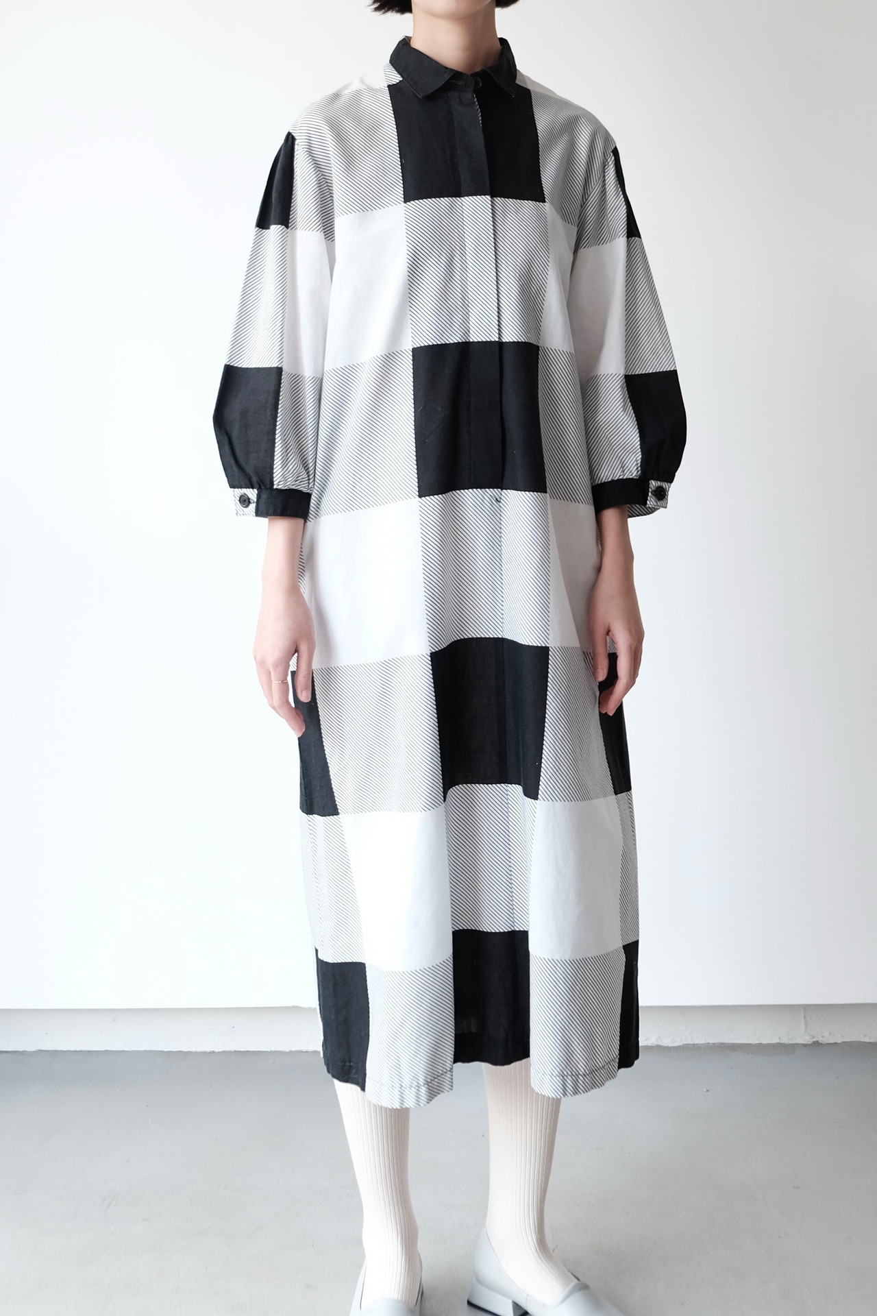 Gingham monotone check dress