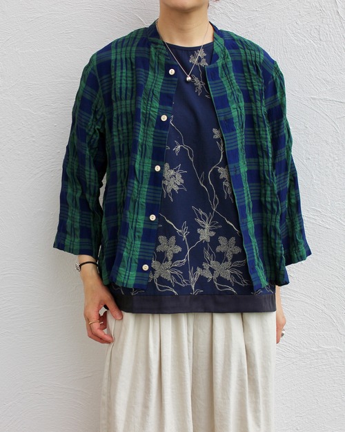 KEIHayamaPLUS/check jacquard blouse