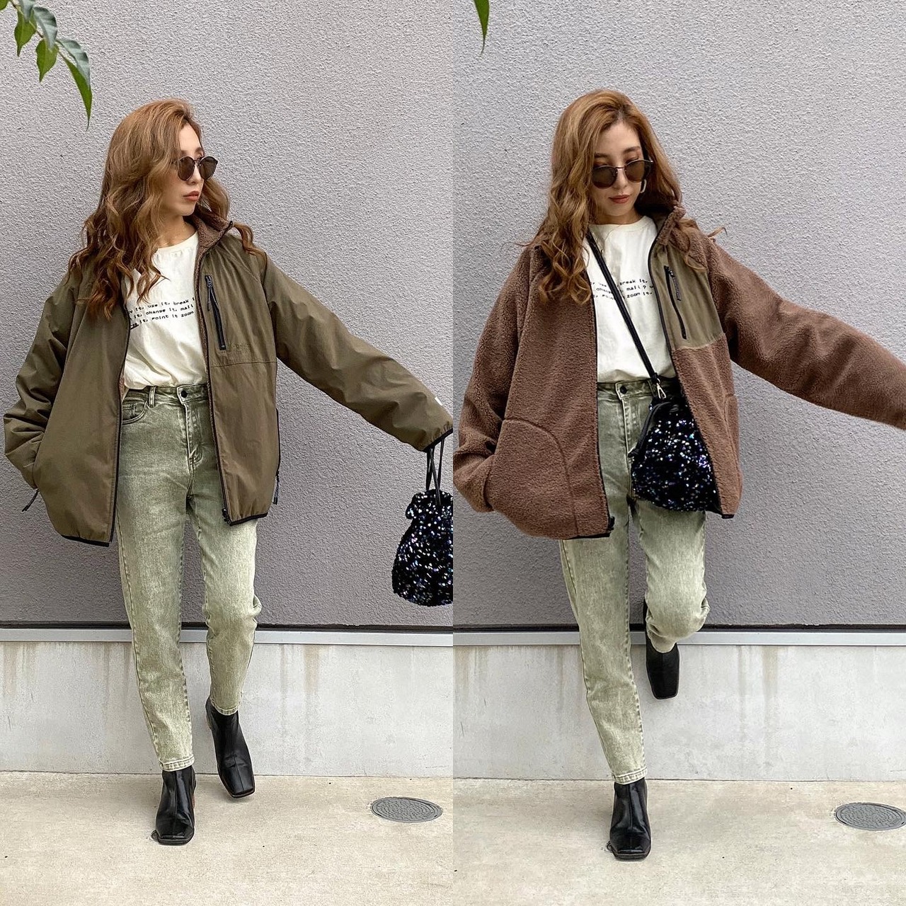2way多機能ソフトリバーシブルボアouter／khaki