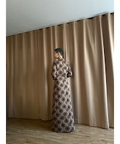 brown glitter color import maxi dress-3680-10