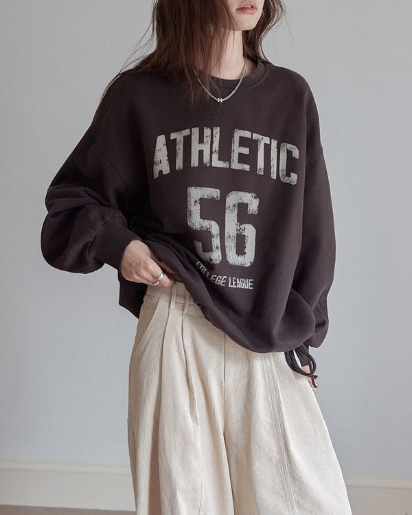 Distressed print oversiz sweatshirt TH3682