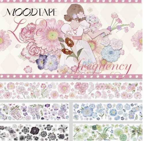 新作☆MOT587｜moodtape【诗歌如云】型抜き マスキングテープ / PETテープ  特殊インク 全5種セット