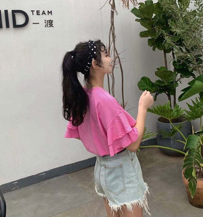 レディース トップス Tシャツ 袖コンシャス フリル袖 ラッパ袖 2段
