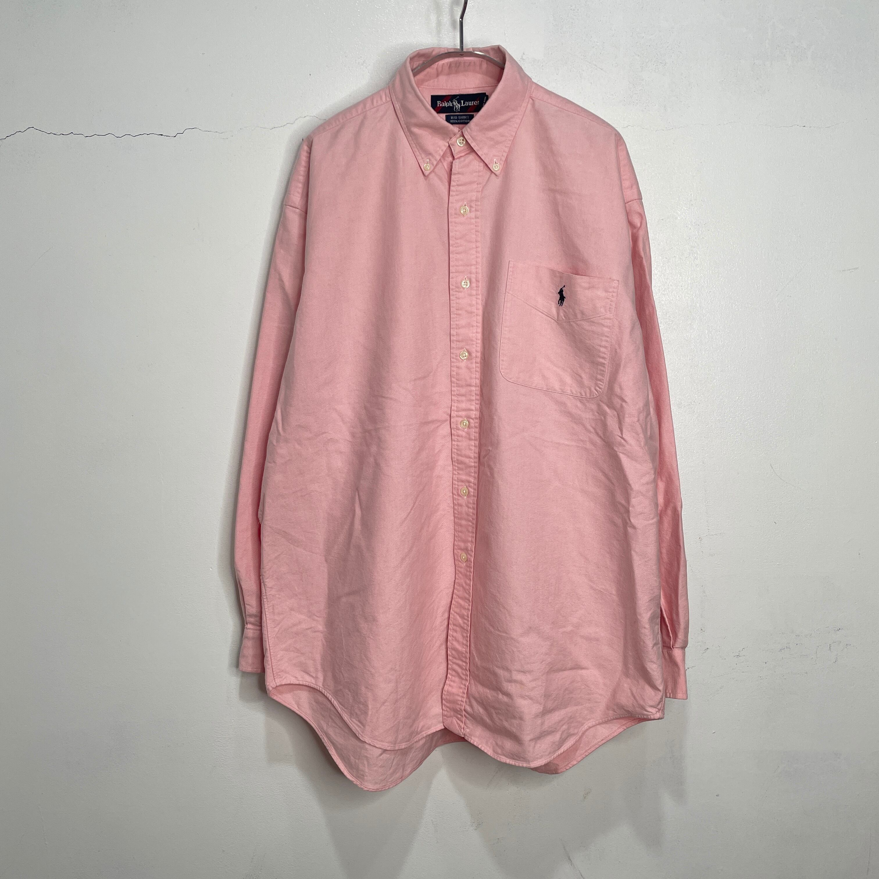 90s RalphLauren BIGSHIRT ボタンダウンシャツ ピンク M | 古着屋 Uan