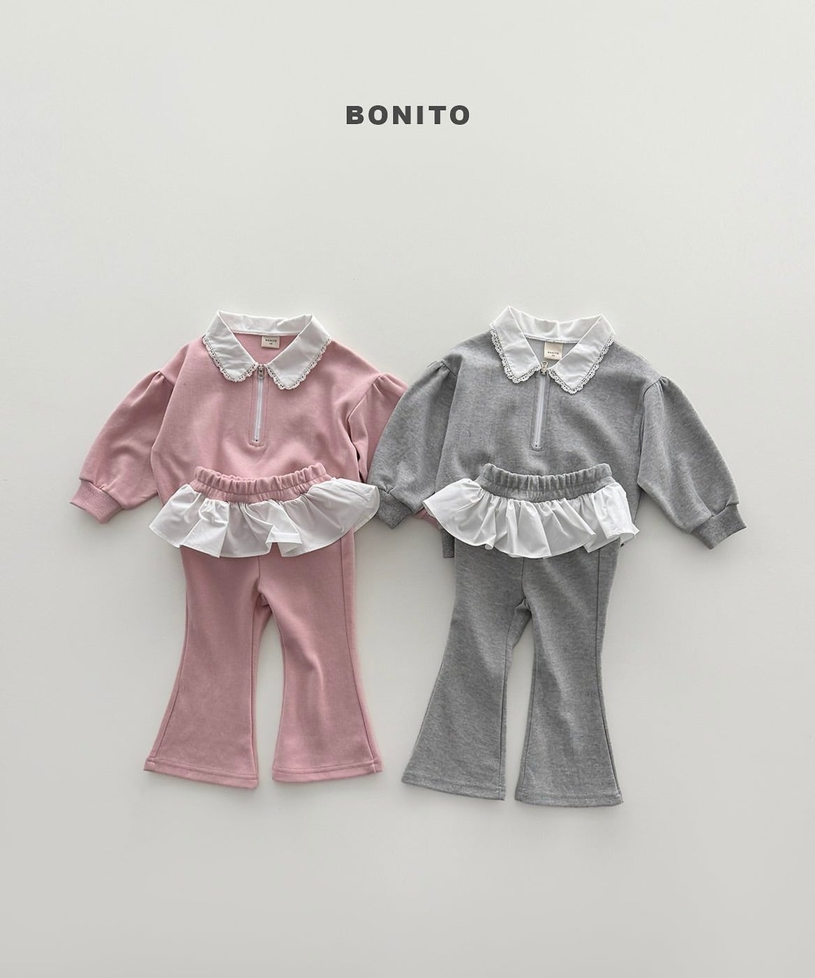 【予約/送料無料】bonito / シャーリングカラージップアップセット