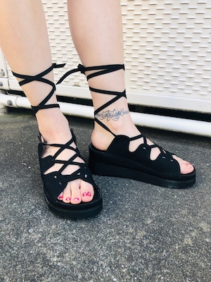 Platform laceup sandals