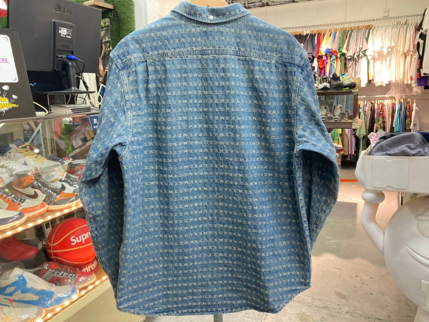 S】Supreme Jacquard Logos Denim Overalls