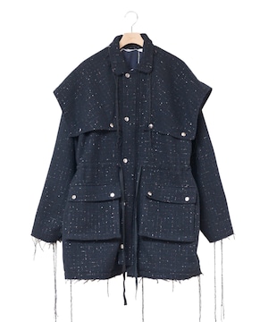 Midorikawa / MID26AW-CT03 GLITTER TWEED BORERO WORK COAT(DARK NAVY LAME)