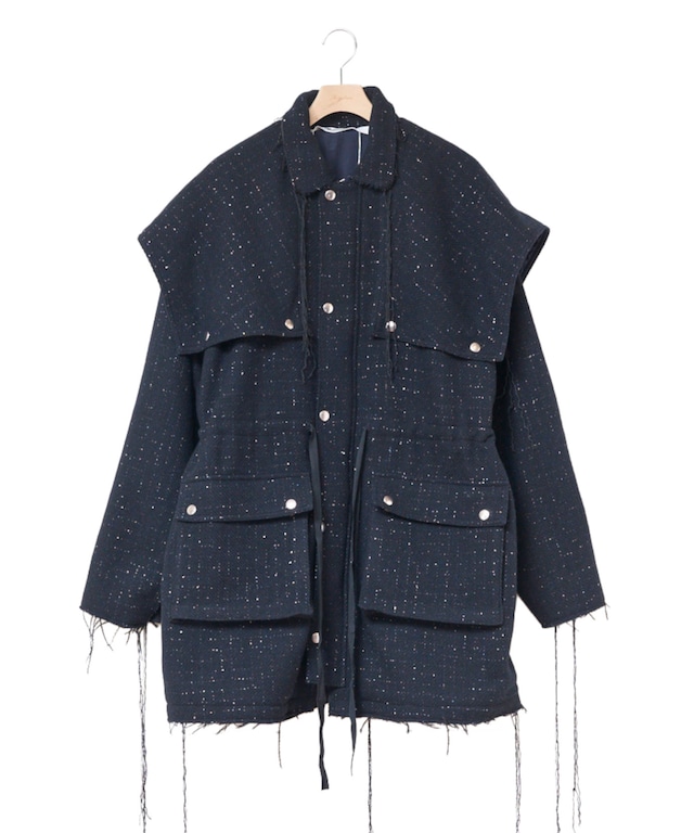 Midorikawa / MID26AW-CT03 GLITTER TWEED BORERO WORK COAT(DARK NAVY LAME)