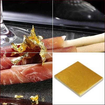 食品用金箔「純金の華(109mm角/100枚)/竹箸(中)付」 | 金箔屋本舗