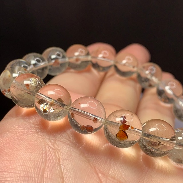 美☆天然ガーネットインクォーツブレスレット