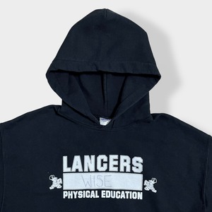 【GILDAN】LANCERS ロゴ プリント パーカー プルオーバー スウェット フーディー hoodie M ブラックランサーズ us古着