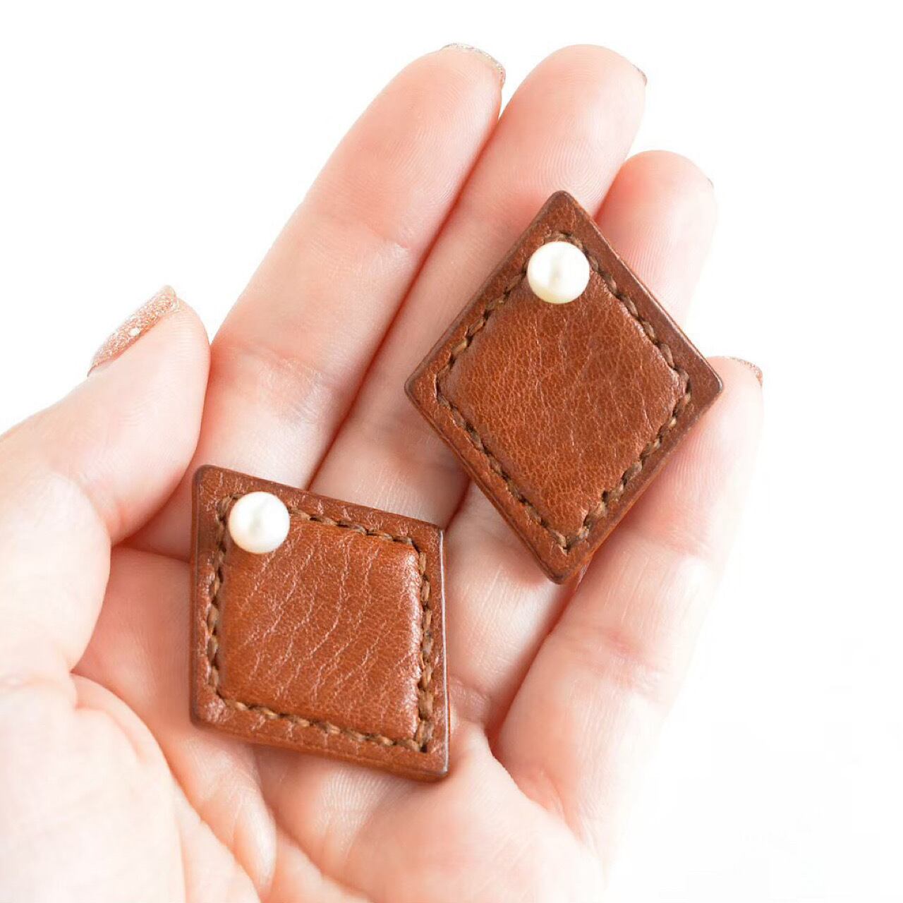 leather pierce/earring 《Rhombus》3colors | TO DAY'S BOUTIQUE