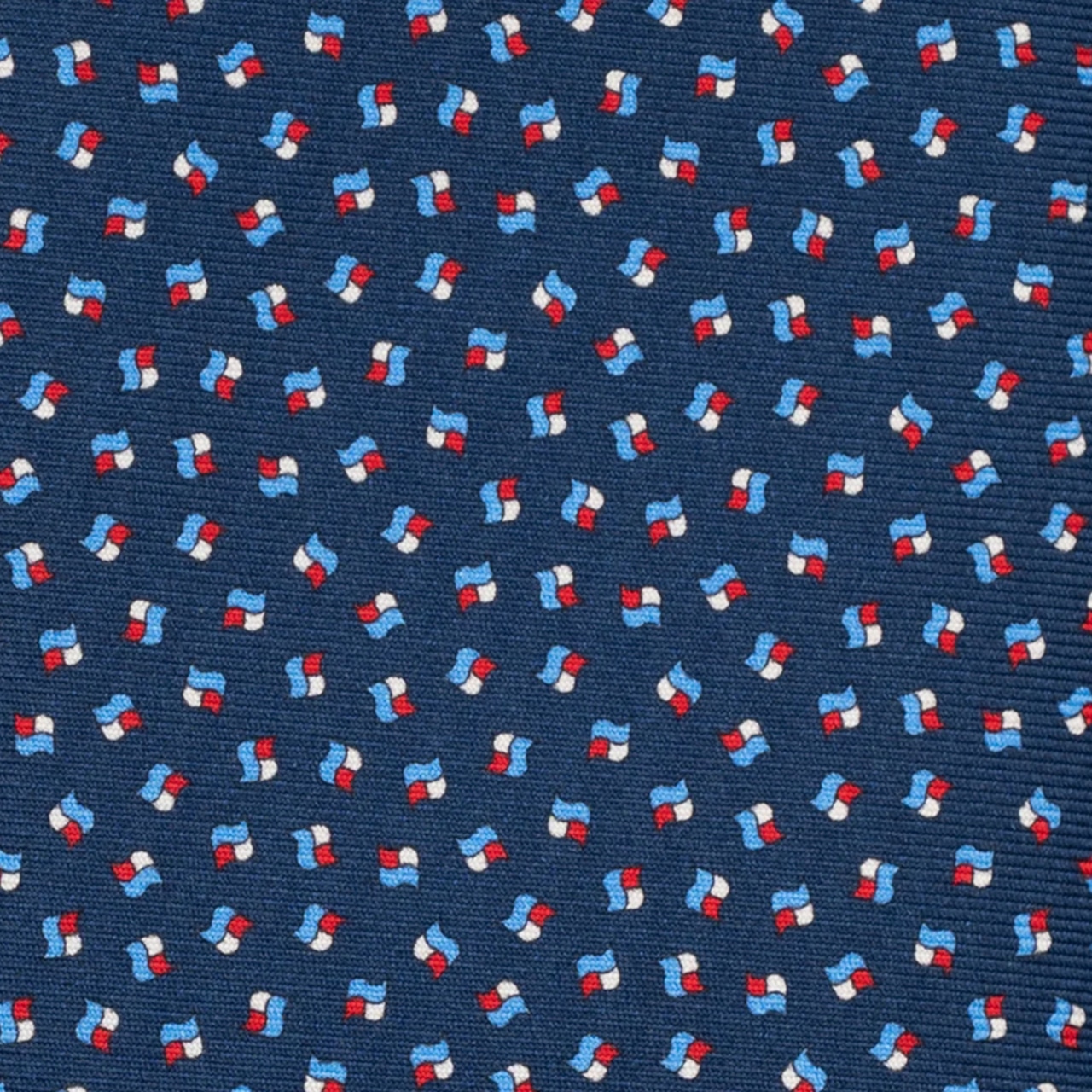 3-Fold Silk Tie, Micro Pattern, Blue and Red - JA056667-1
