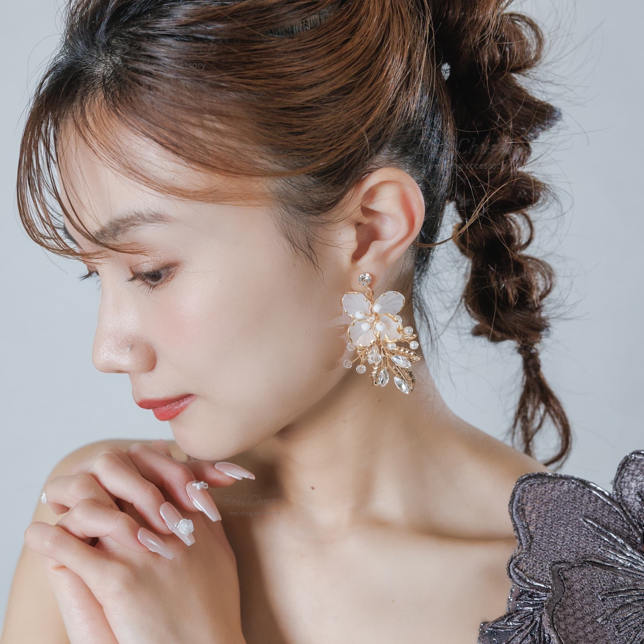 ウェディングピアス イヤリング｜ラインストーン ビーズ ビジュー