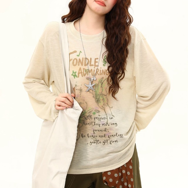 butterfly sheer long tee　バタフライシアーロングティー　J2154