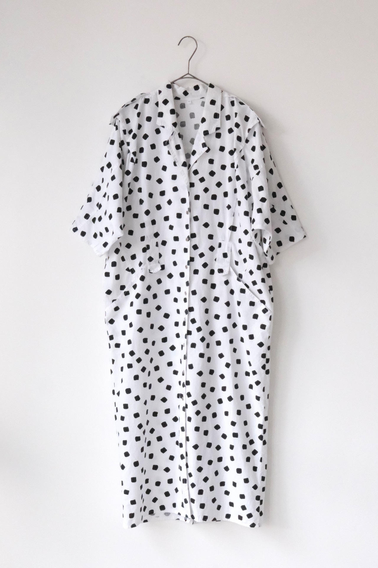 80's mood square dot shirt dress