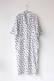 80's mood square dot shirt dress