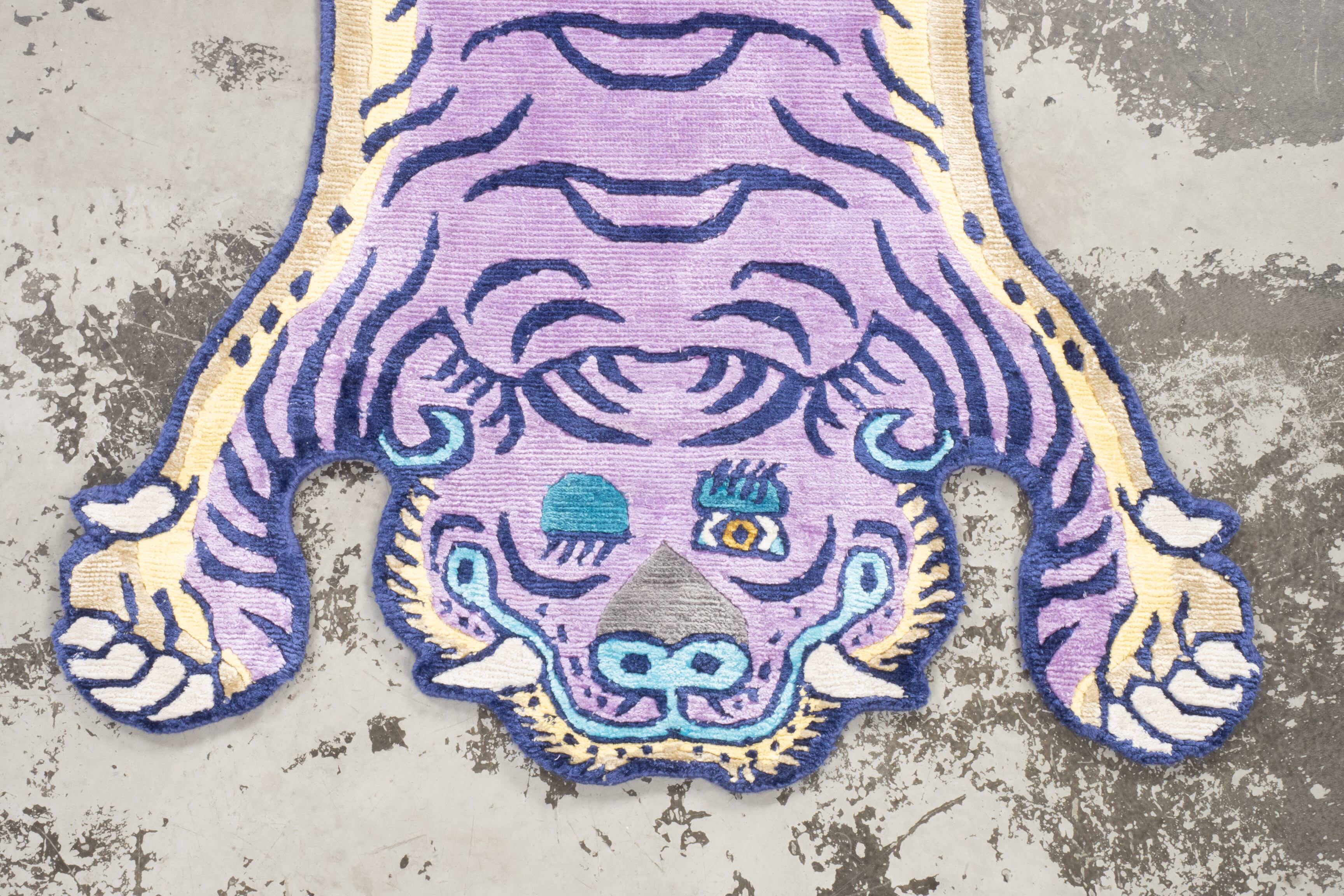 【本物・特大・シルク】チベタンタイガーラグ Tibetan Tiger Rug 《Sサイズ•シルク・オリジナル1•パープル162
