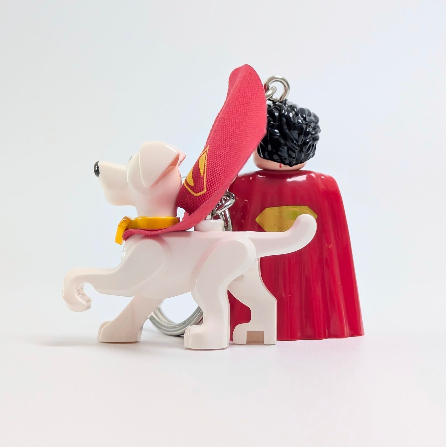 ★ブロックフィギュアキーホルダー★【 Superman 】『 スーパーマン&クリプト 』スーパーマン / スーパードッグ / DCコミックス〚アメリカン雑貨 アメトイ〛