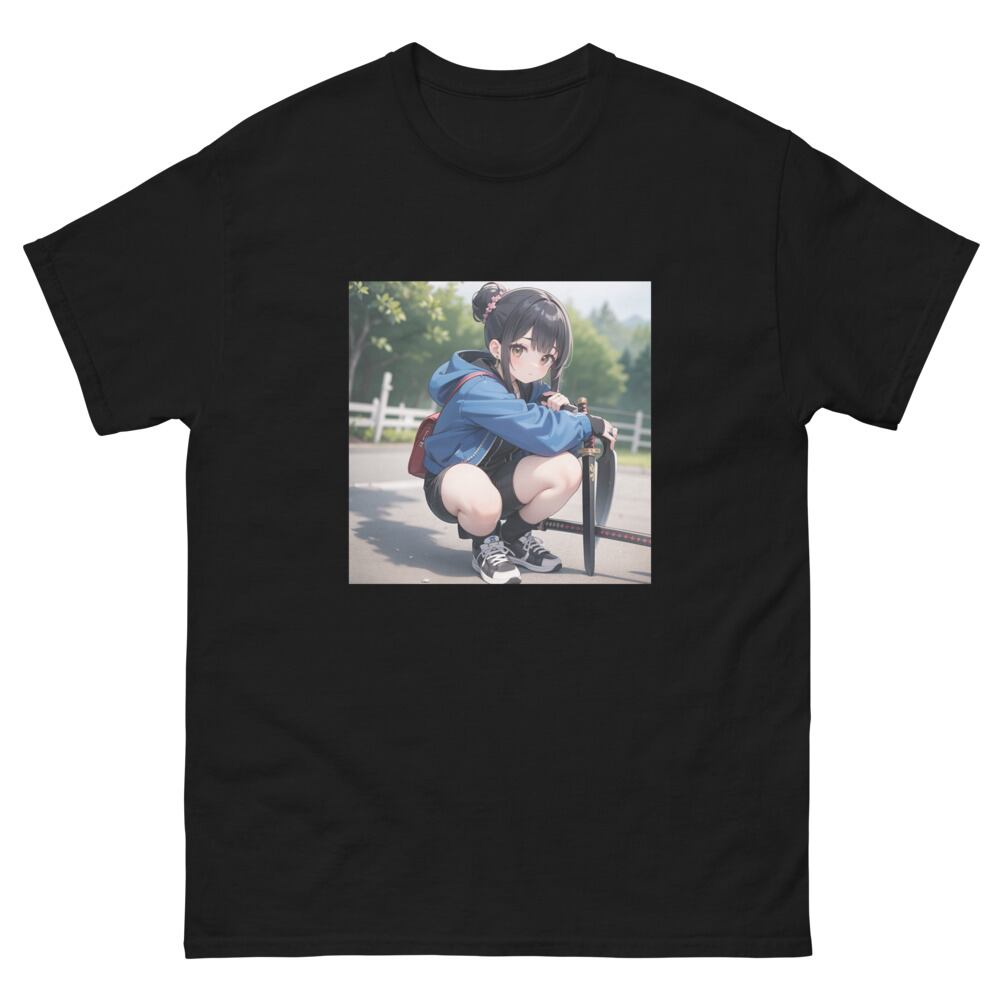 ユニセックスクラシックTシャツ 「刀を持つ侍少女」 | Pay ID