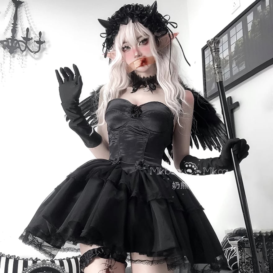 天使と悪魔 サブカル系 ロリータ メイド服 コスプレ カチューシャ付き ナース メイドカフェ コンカフェ イベント衣装 ガーリー 原宿ファッション  地雷服 地雷 Y2K | 天使と悪魔 サブカル系ファッション SEASONZ～地雷系、サブカル系インディーズファッション衣装専門～