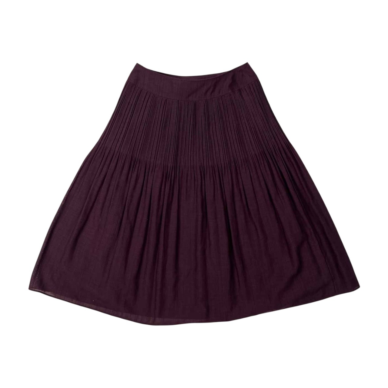 Sybilla シビラ リネン混 タック フレア スカート サイズ M /麻混/ボルドー/ワインレッド/レディース