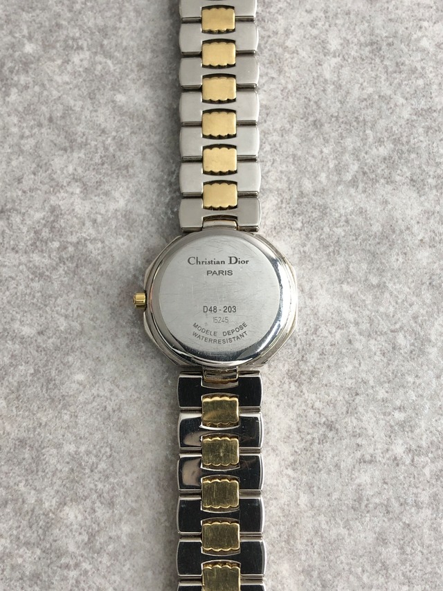 Christian Dior クリスチャン ディオール 腕時計 シルバー ゴールド オクタゴン ステンレススチール クウォーツ D48-203 vintage ヴィンテージ オールド hvmzg2