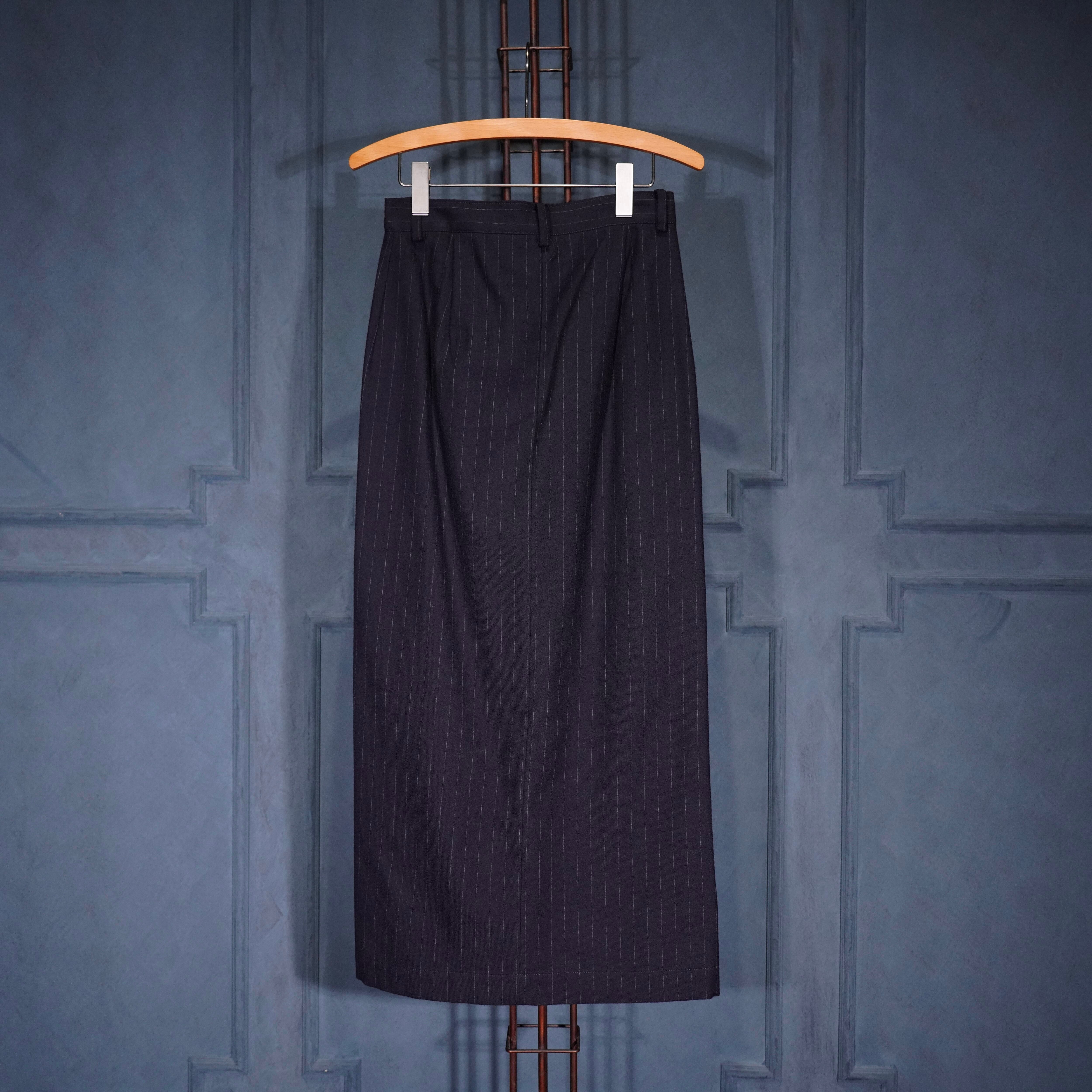 Y's ワイズ yohji yamamoto ヨウジヤマモト ロングスカート Y's YOHJIYAMAMOTO STRIPE PATTERNED WOOL LONG SKIRT/ワイズヨウジ