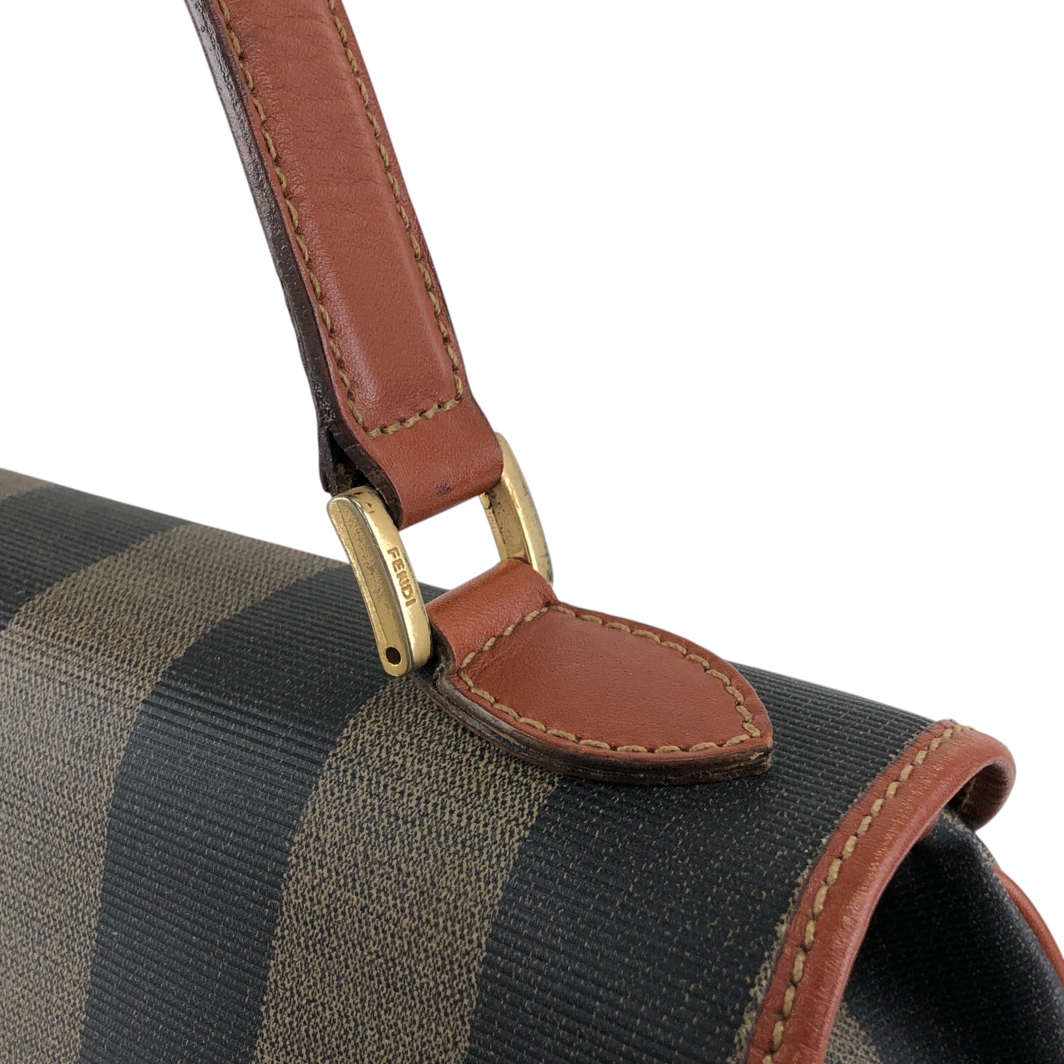 FENDI フェンディ ぺカンショルダーバッグ ブラウン ターンロック PVC