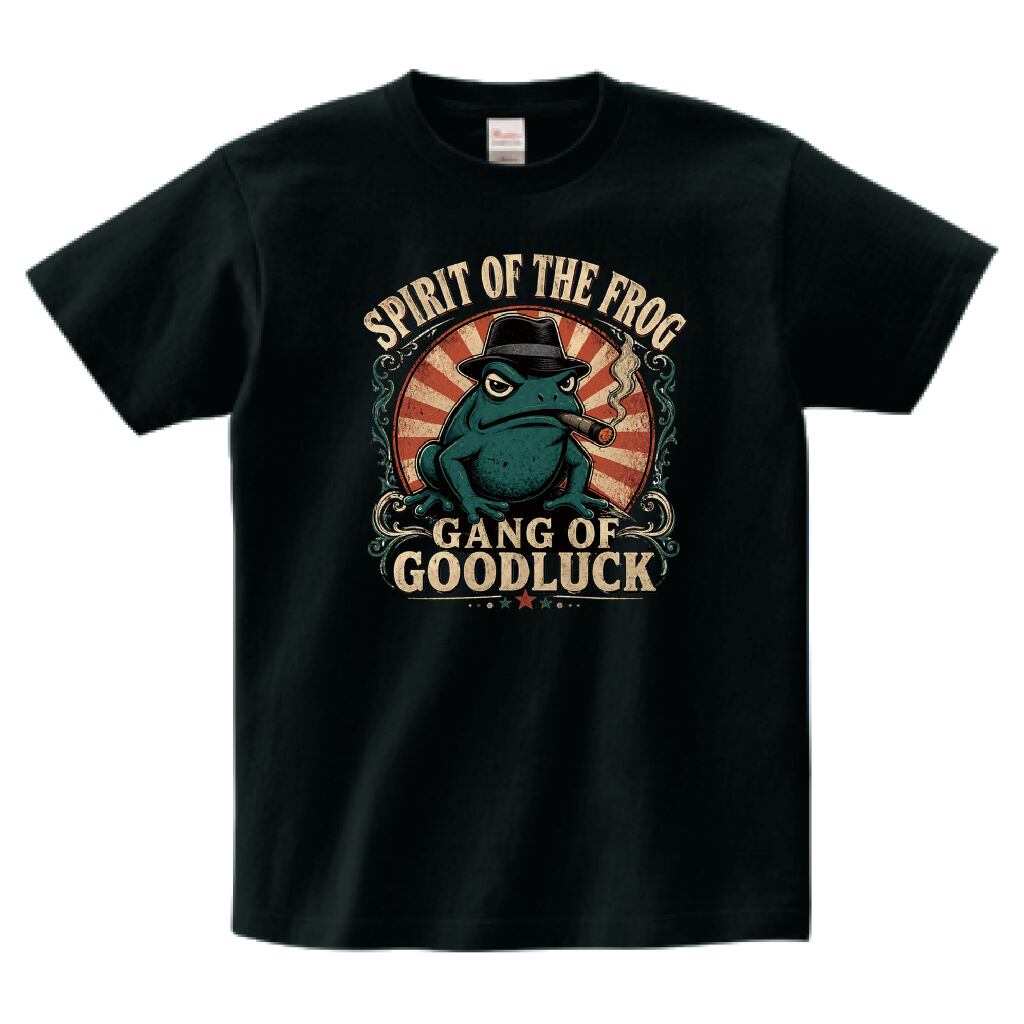 SPRIT OF THE FROGヴィンテージ風エンブレムTシャツ