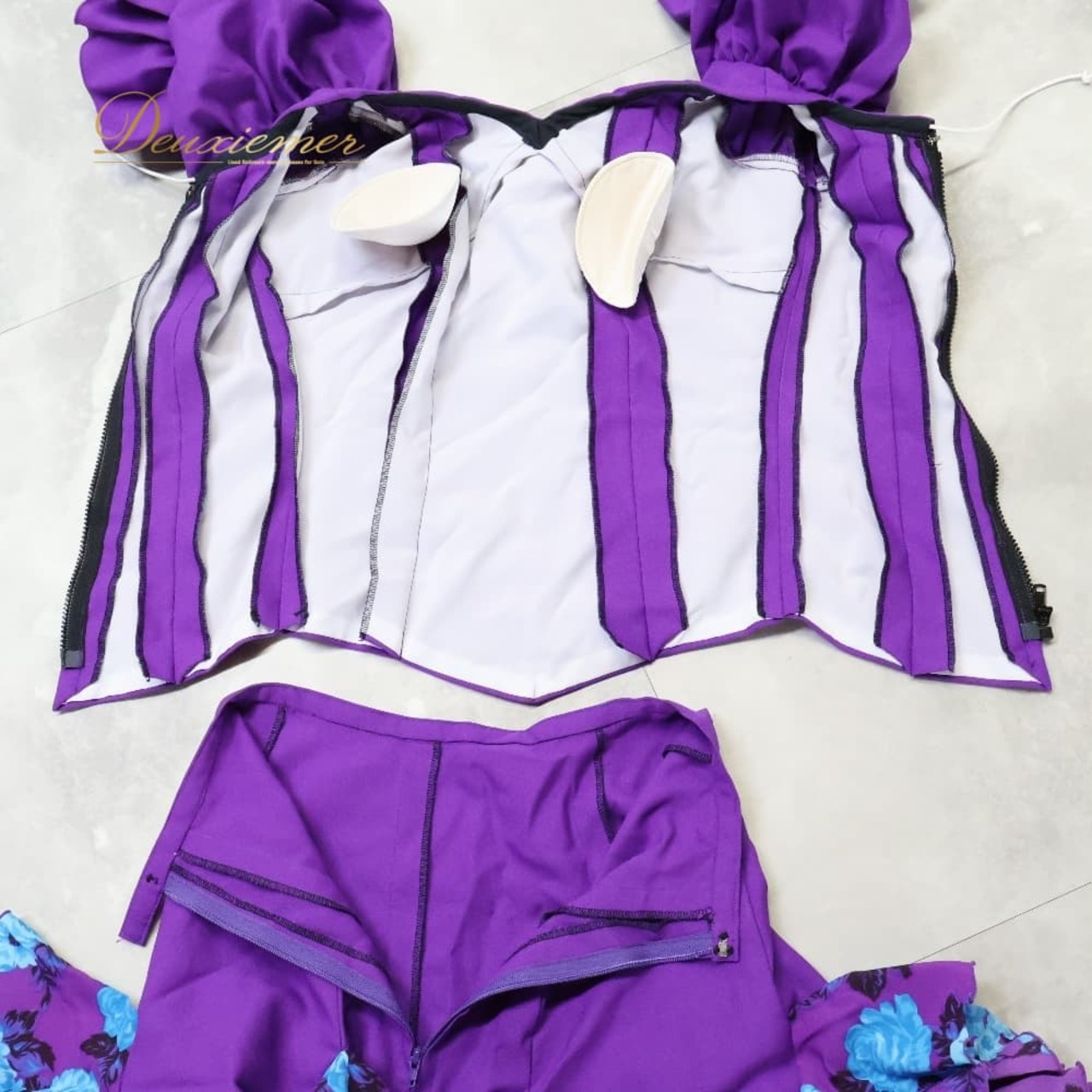 フラメンコ 衣装 ツーピース セットアップ 上下セット パープル系 ブルー系 紫 青 水色 ジュニア 子供 キッズ トップス ブラウス ファルダ スカート シージョ 花柄 模様 ダンス パーティ 発表会 舞台衣装 発表会衣装 ステージ衣装 キッズダンス衣装 女の子 コスチューム