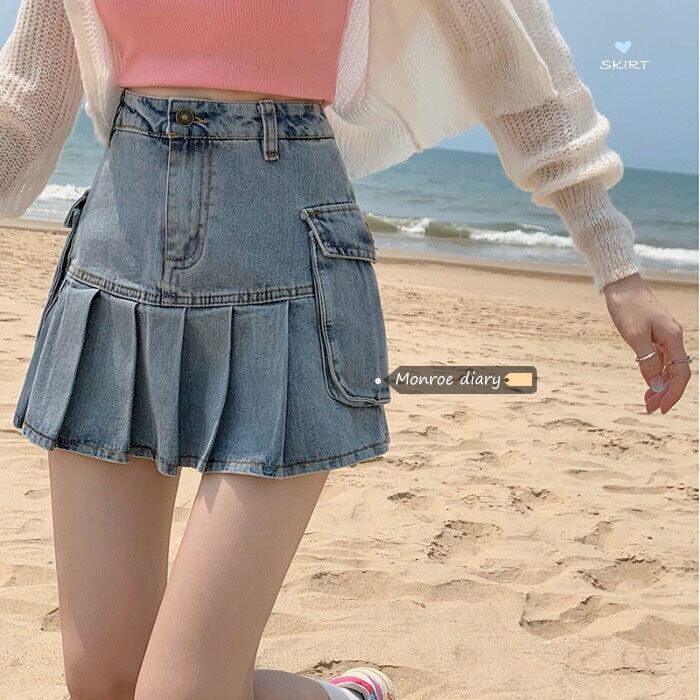 Aラインスカート サマーショートプリーツ 夏物 モンロー96153229636