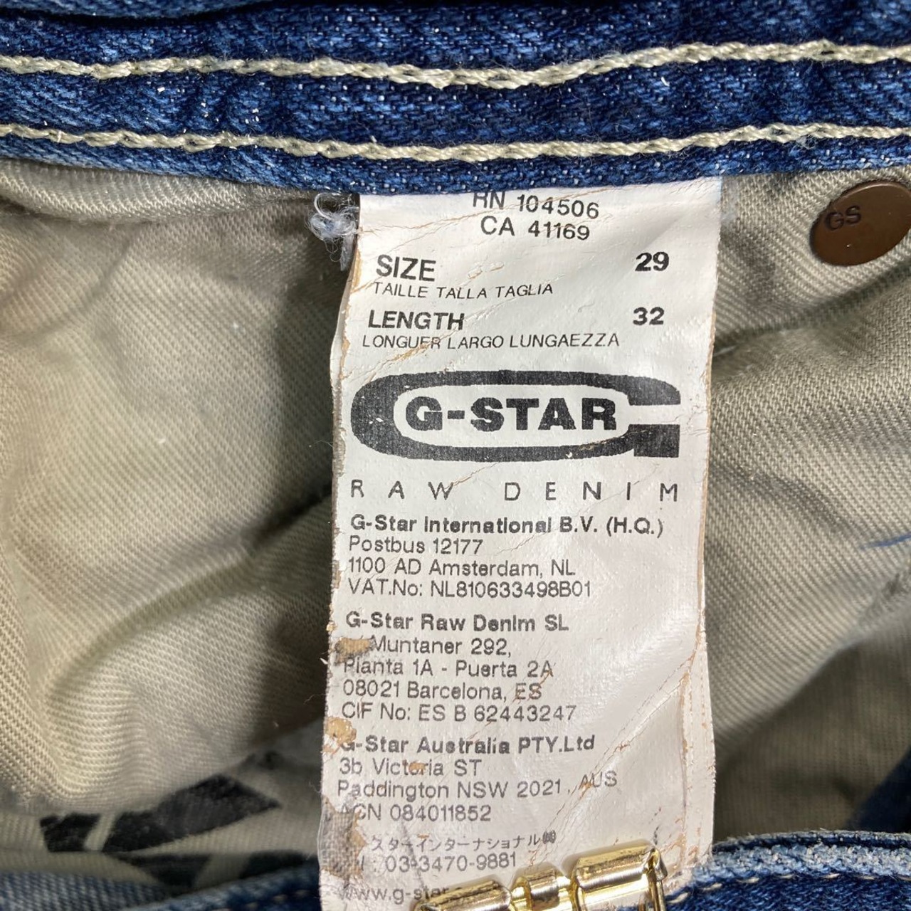 G-STAR RAW デニムパンツ W29 ジースター ボタンフライ インディゴ 