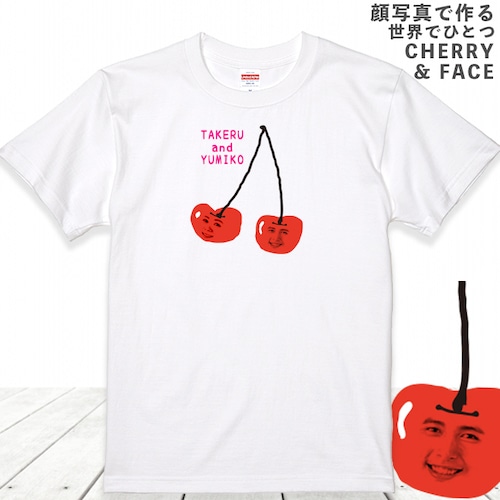 さくらんぼ 顔Tシャツ ホワイト 顔写真で作れます プレゼント おもしろい グッズ 誕生日プレゼント オーダーメイド 写真入り