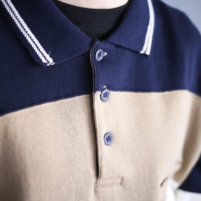 3-tone switching design loose  silhouette sweat pullover