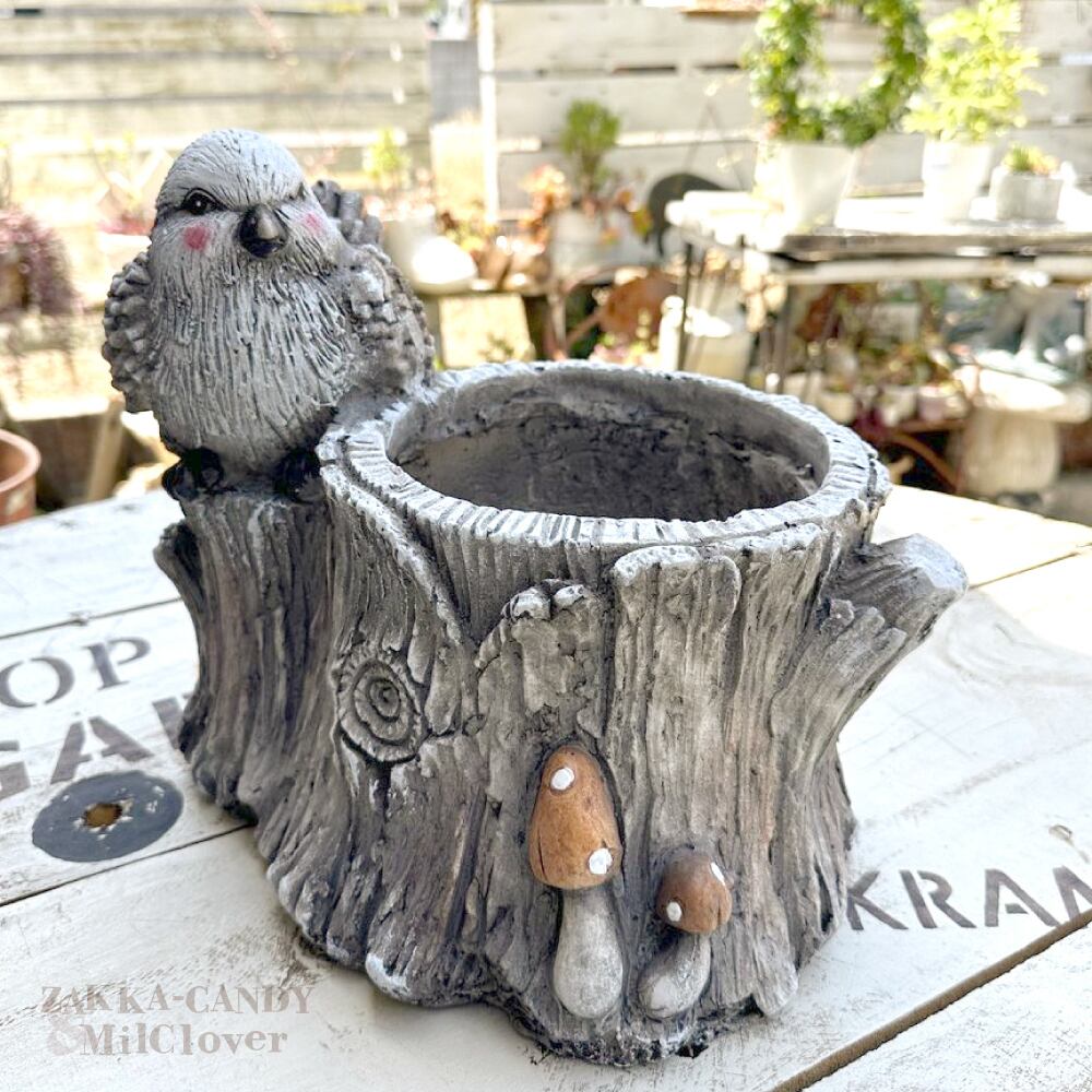 くり抜き プランターカバー 切り株 美品 木彫り オーダーメイド品 azi-azi】大きいプランター とりと切り株プランター 送料無料 | 雑貨