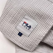 FILA GOLF フィラ ゴルフ ストライプ柄 シアサッカー ハーフパンツ ショートパンツ ストレッチ サイズ L /ホワイト×グレー